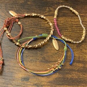 Plunder Gold Bead Multicolor Cord Bracelet Set